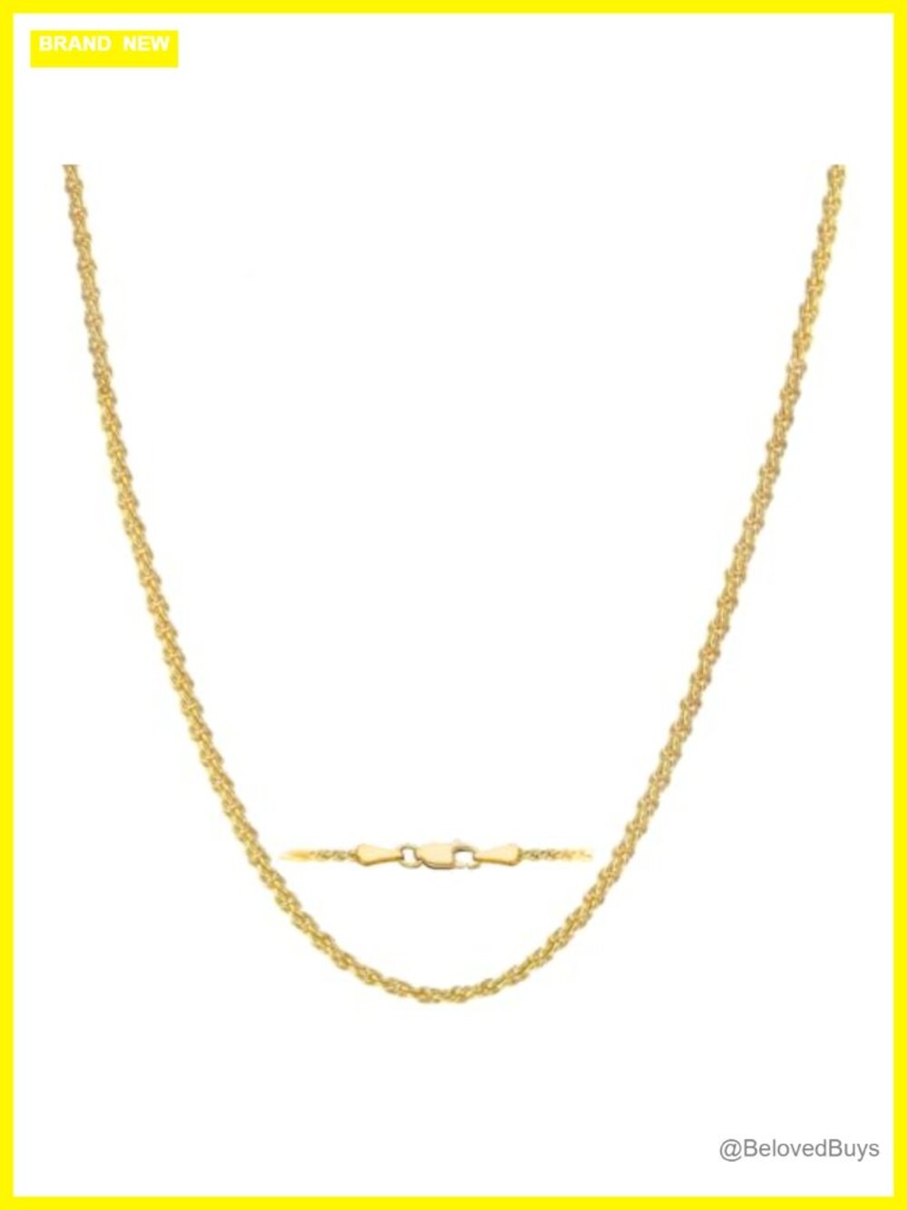 14K Solid Gold Rope Chain Necklace Lobster Clasp 20 Inch 1.6mm